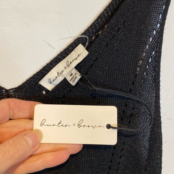 NWT Hunter and Brown pointelle black metallic maxi tank dress size medium - Picture 4 of 9